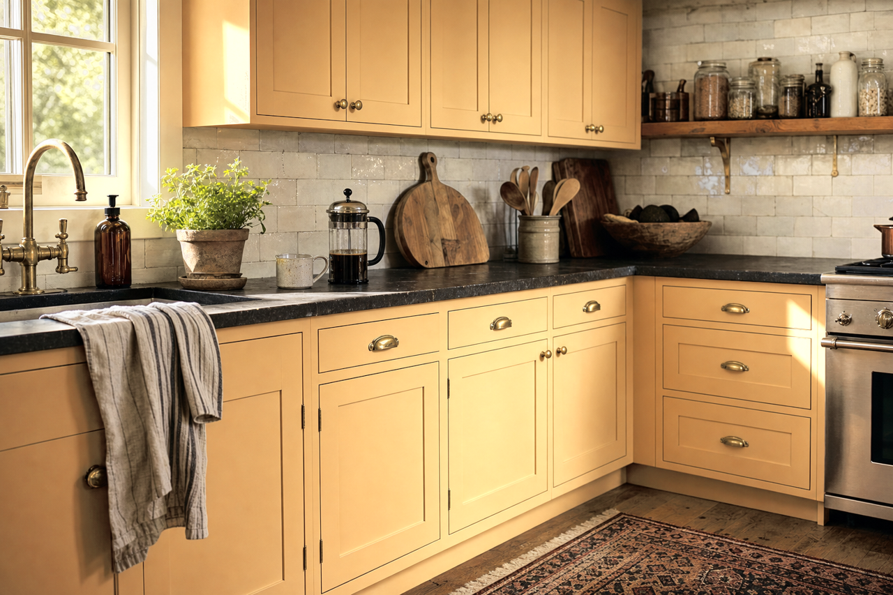 Cloudy Sunset by Valspar on cabinets