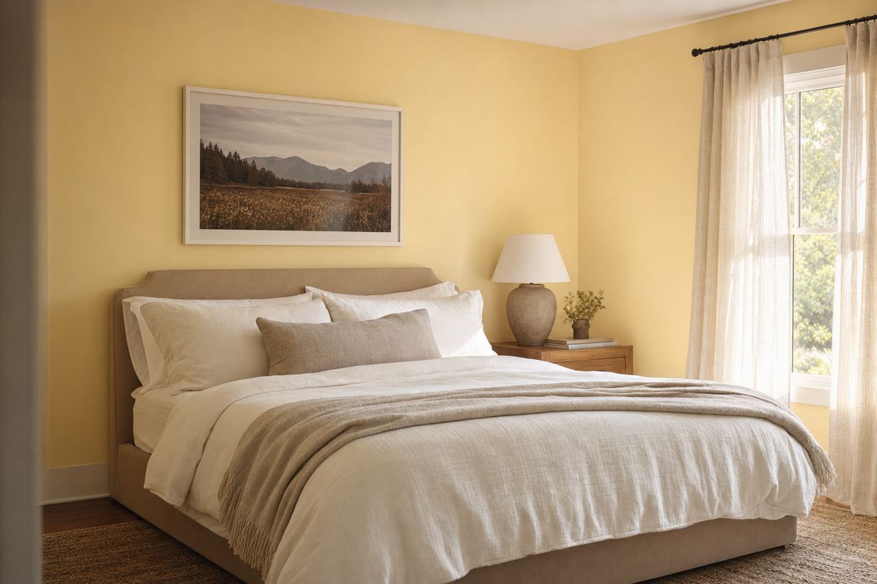 Pale Maize by Valspar on interiors