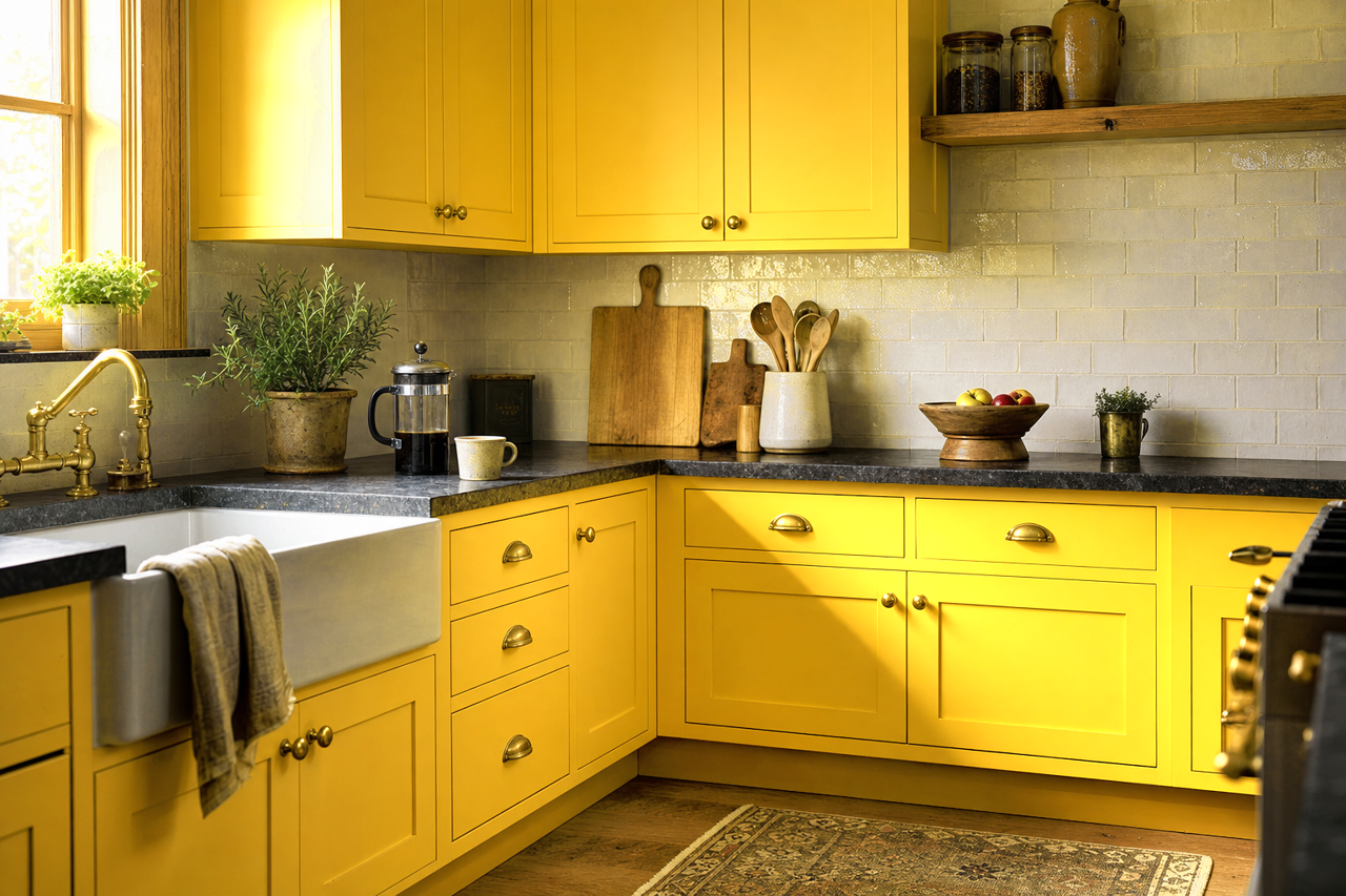 Dijon by Valspar on cabinets