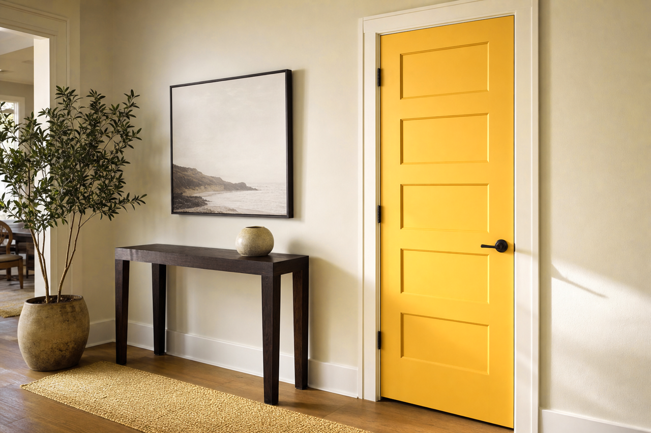 Mustard Glaze by Valspar on interior-doors