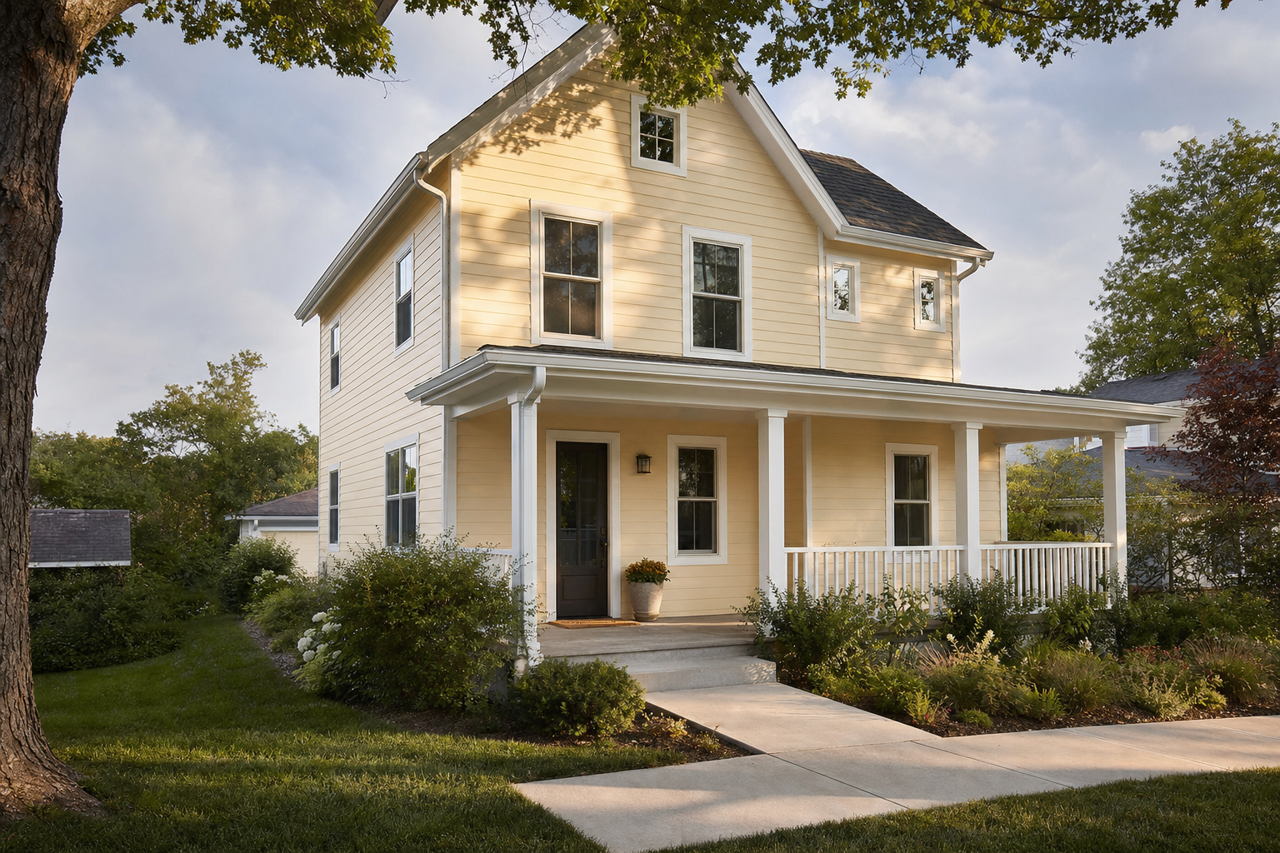 Lemon Cream by Valspar on exterior