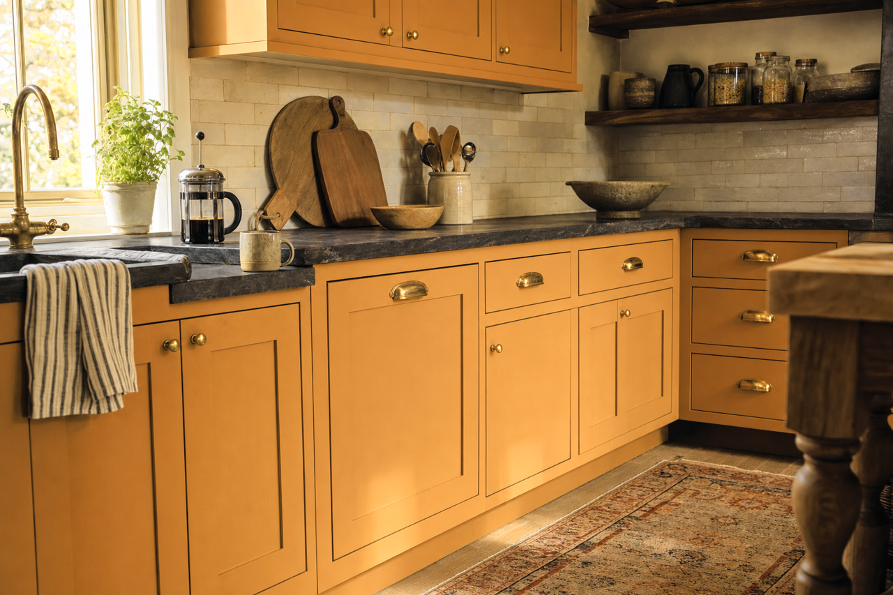 Bugle Call by Valspar on cabinets
