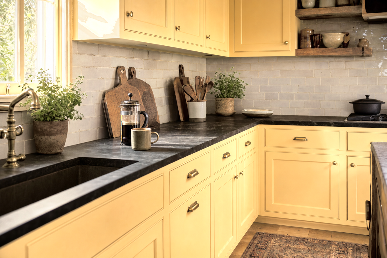 Lazy Sun by Valspar on cabinets