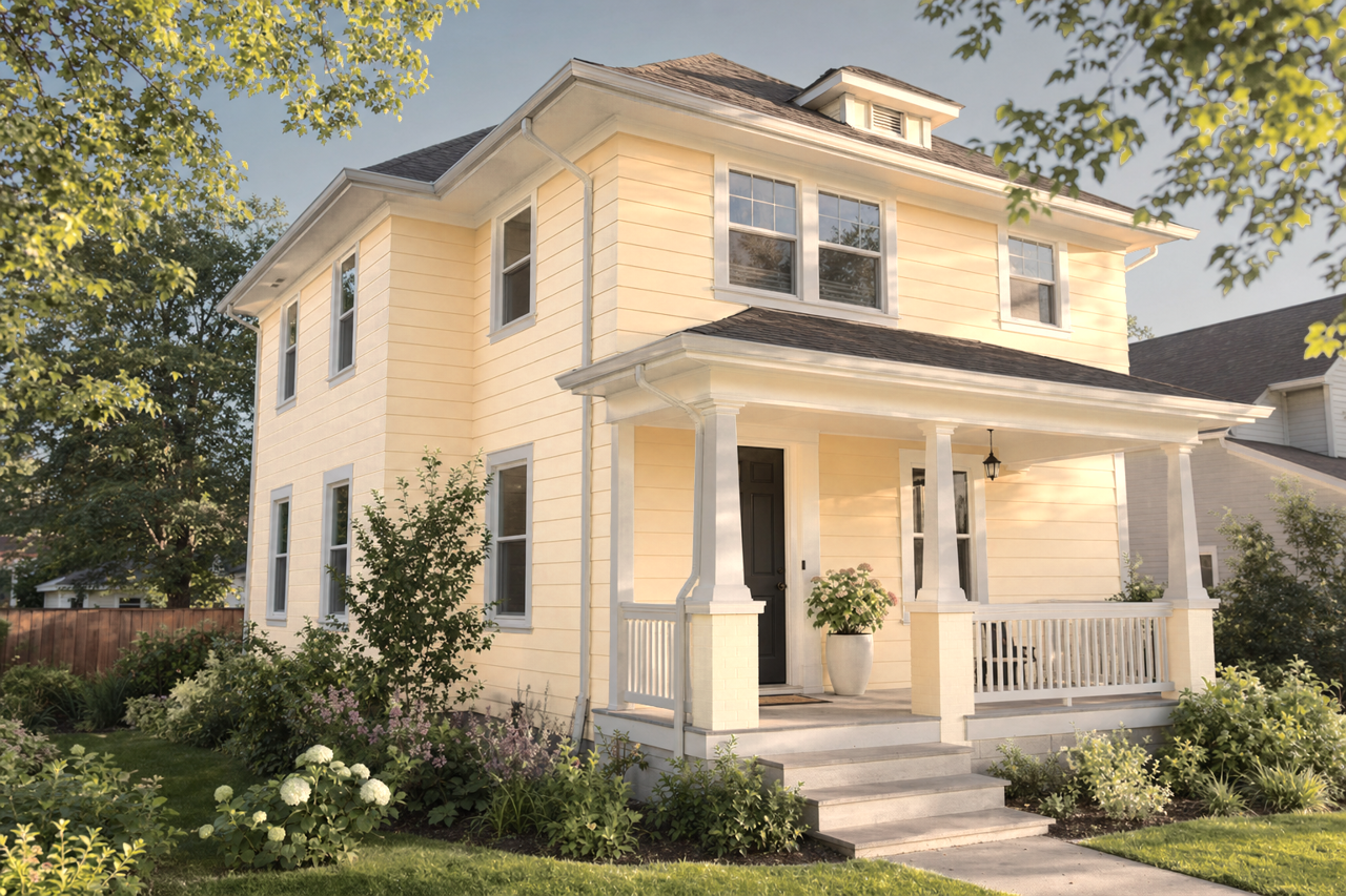 Demure Yellow by Valspar on exterior