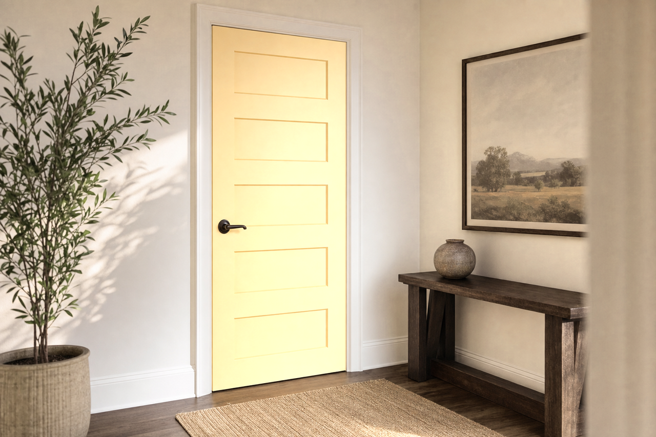 Demure Yellow by Valspar on interior-doors
