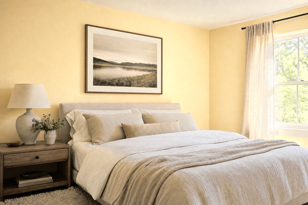 Demure Yellow by Valspar on interiors