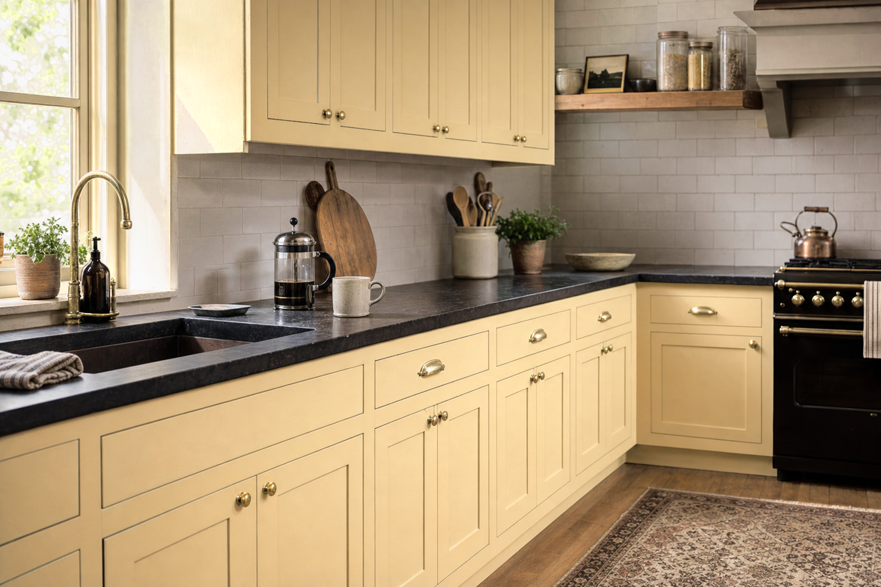 Light Amber by Valspar on cabinets