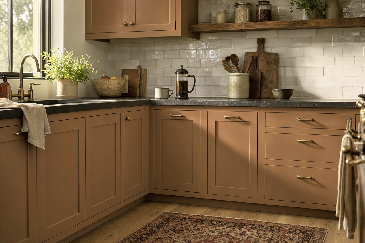 Grecian Helmet by Valspar on cabinets