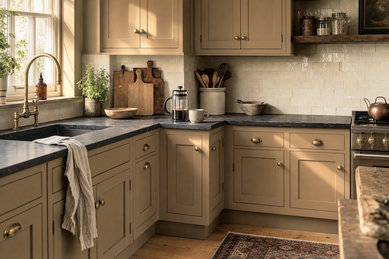 Prairie Path by Valspar on cabinets