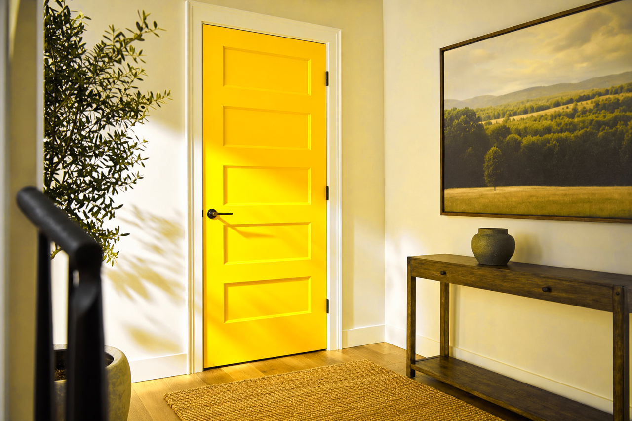 Yellow Mustard by Valspar on interior-doors