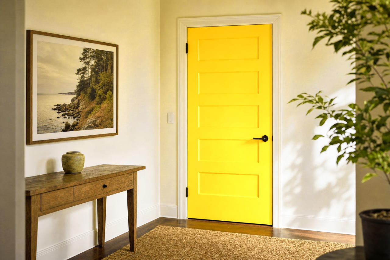Golden Yellow by Valspar on interior-doors