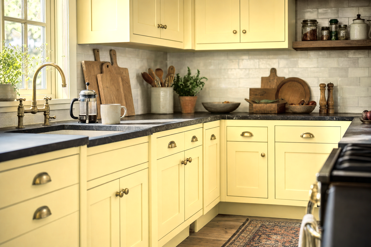 Summer Sun by Valspar on cabinets