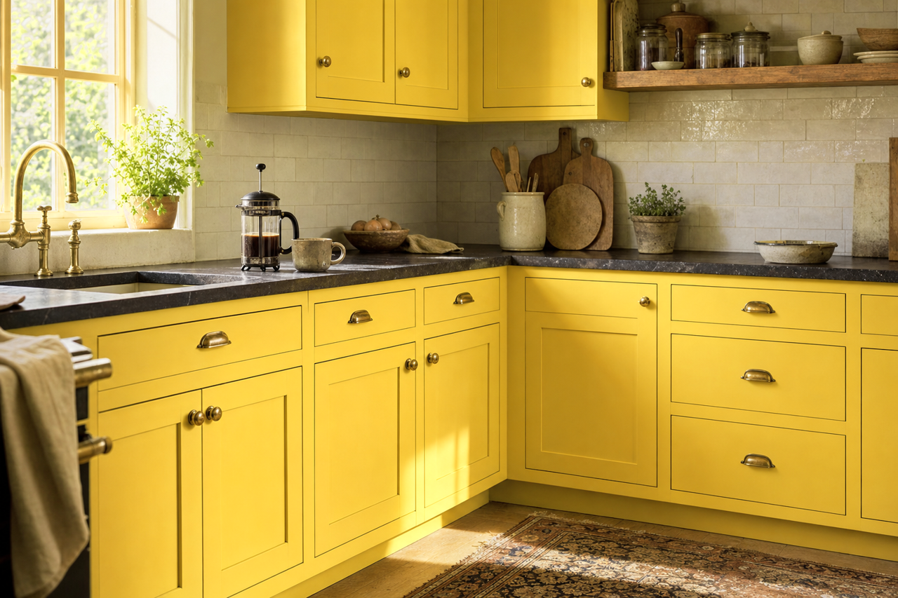 Spring Moss by Valspar on cabinets