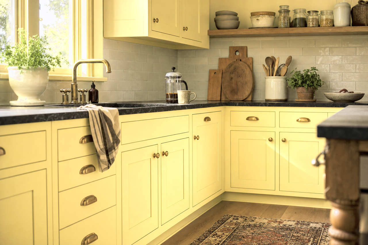 Wild Daisy by Valspar on cabinets