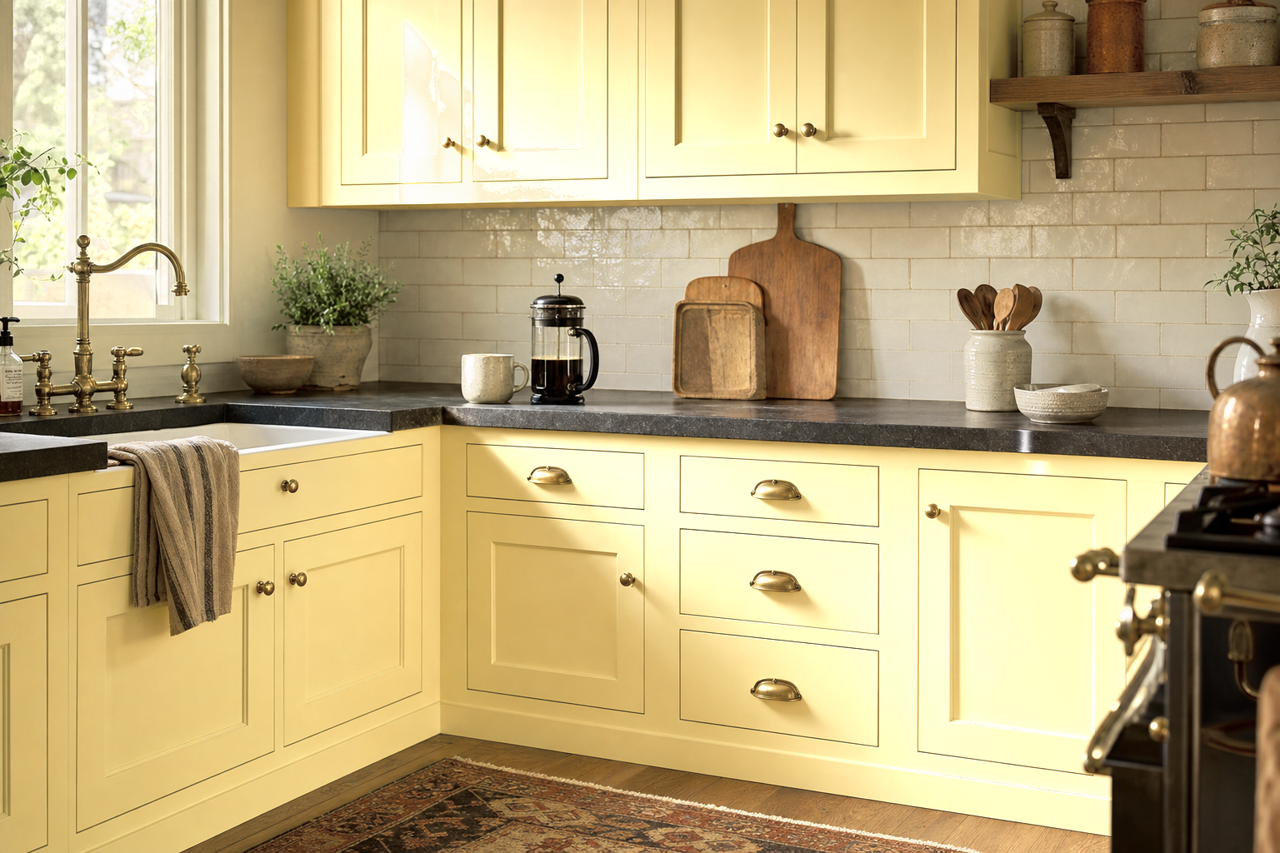 Daisy Spell by Valspar on cabinets