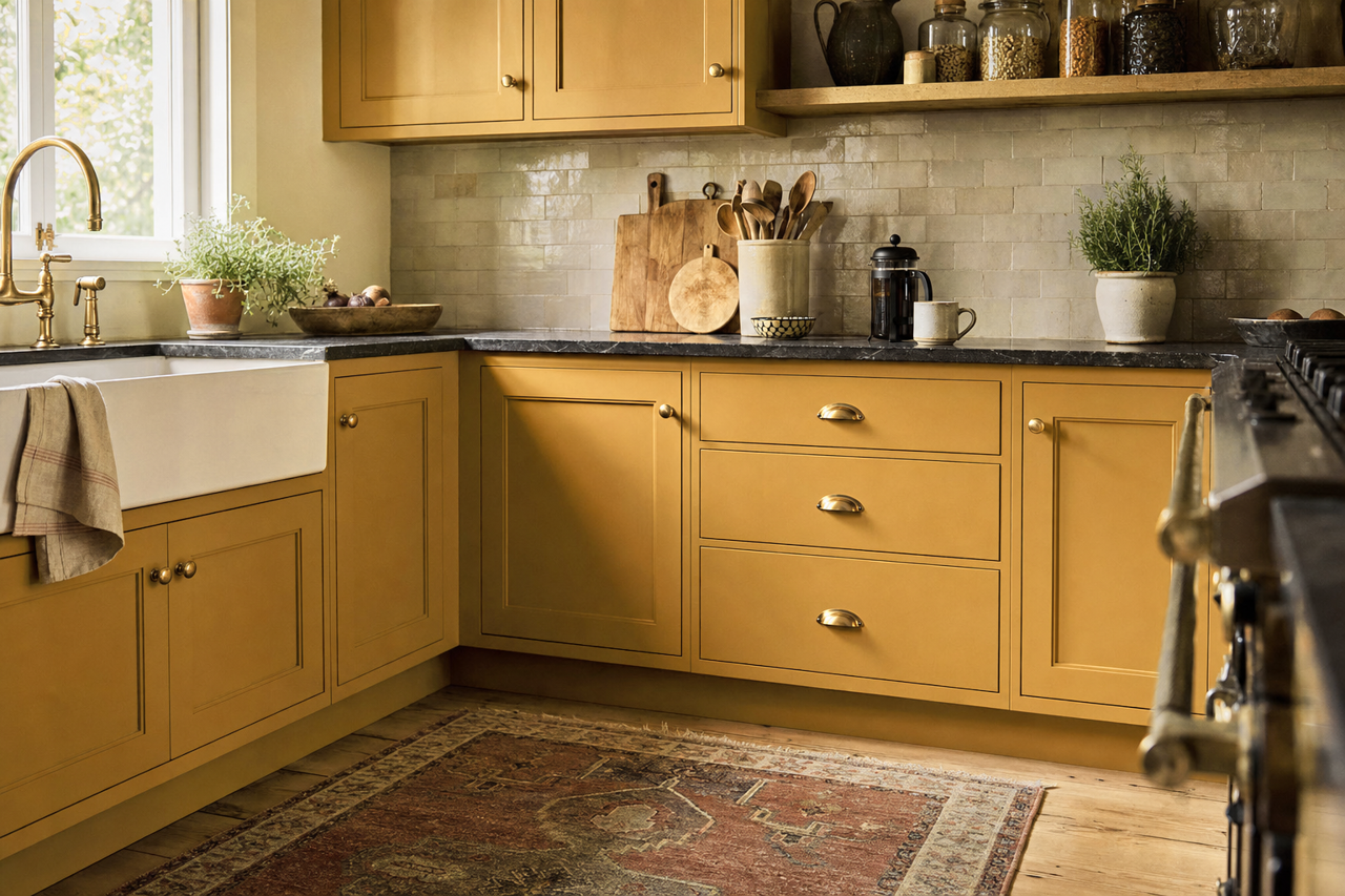 Corduroy by Valspar on cabinets