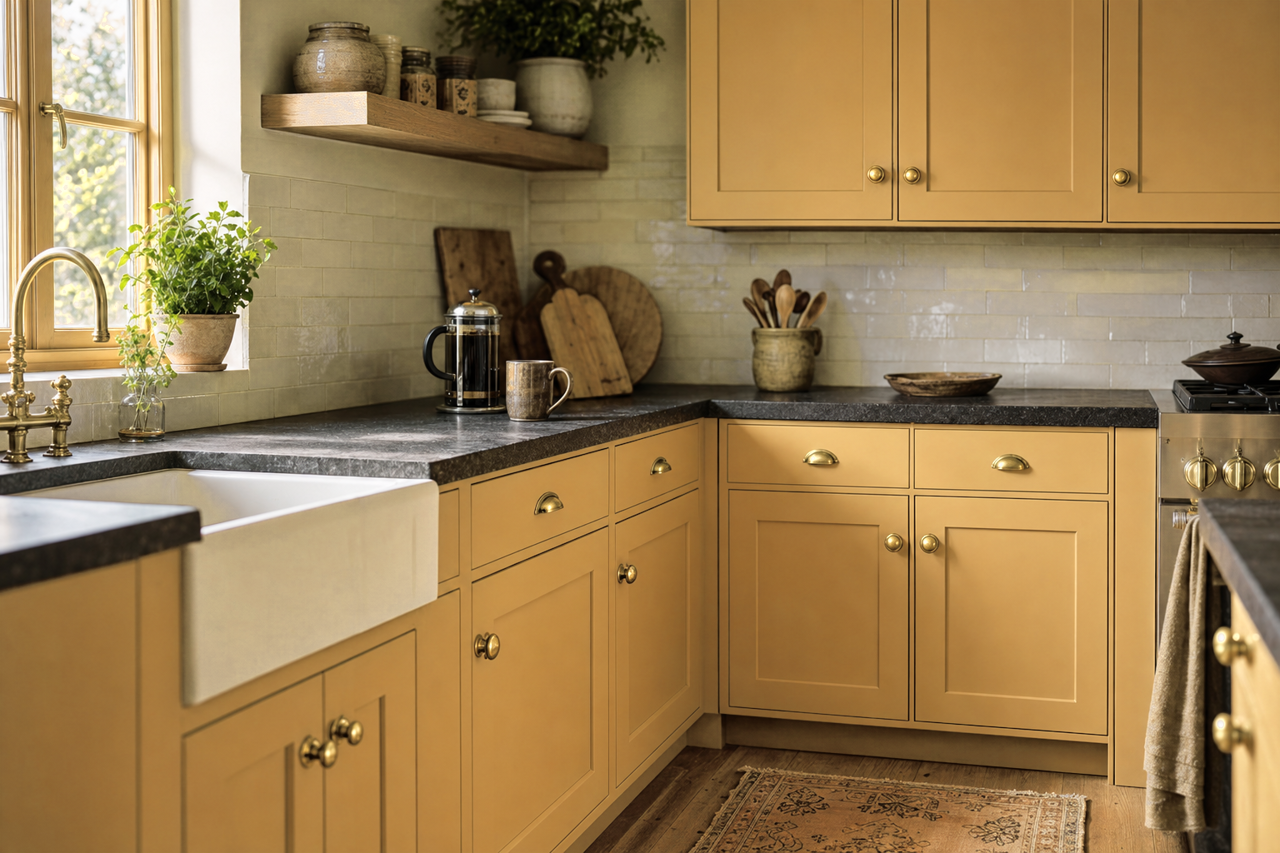 Earthen Sienna by Valspar on cabinets