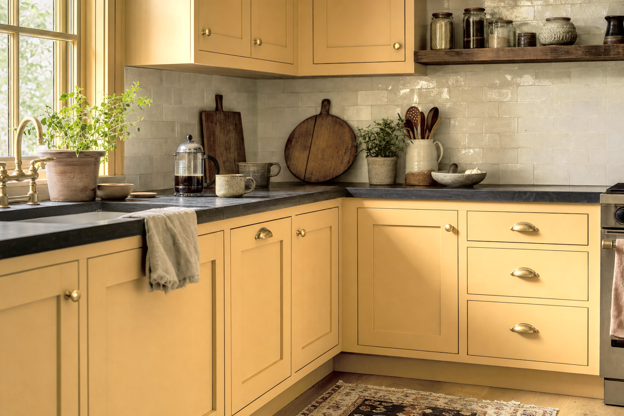 Harpswell Green by Valspar on cabinets