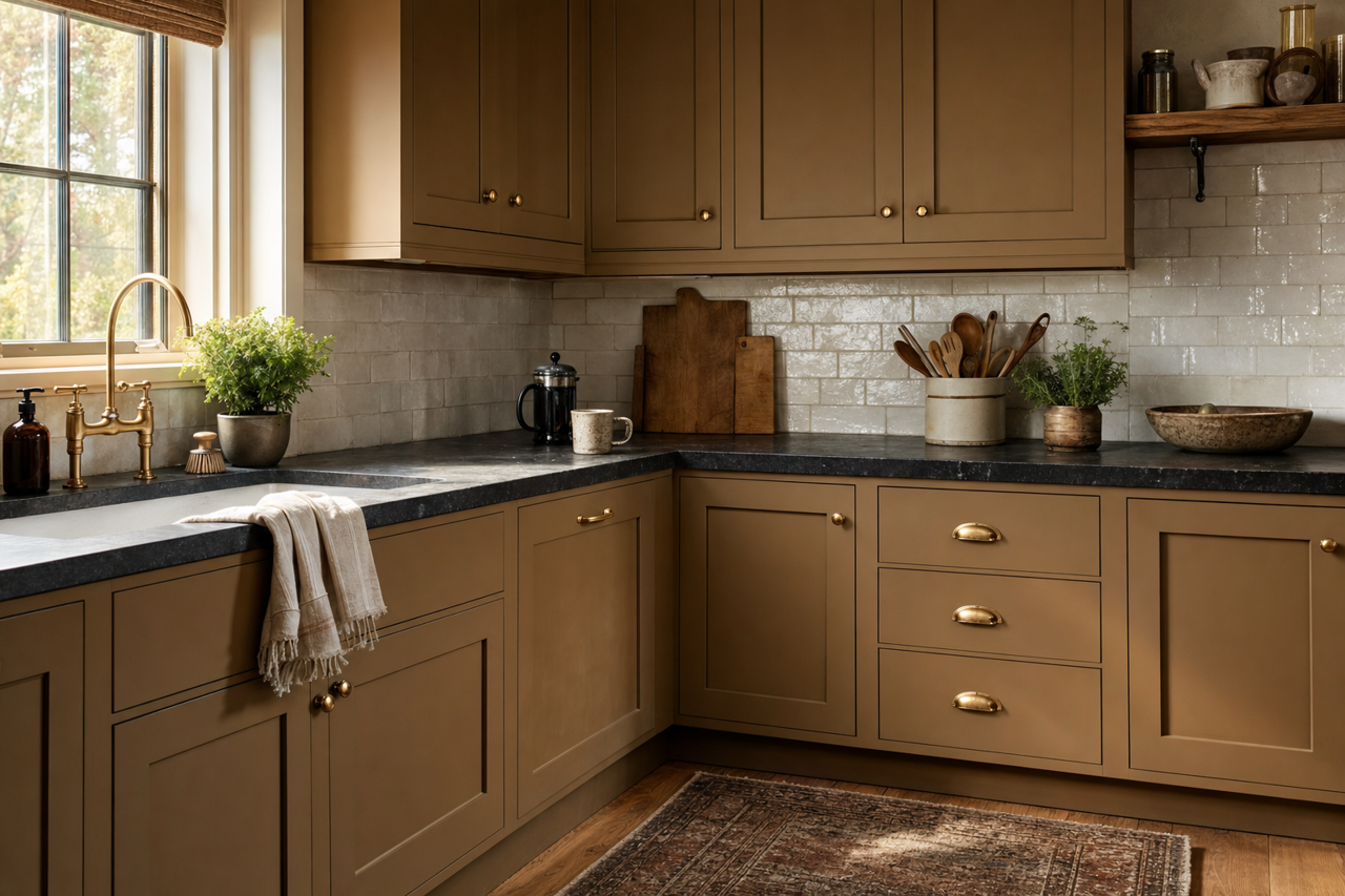 Twilight Jungle by Valspar on cabinets