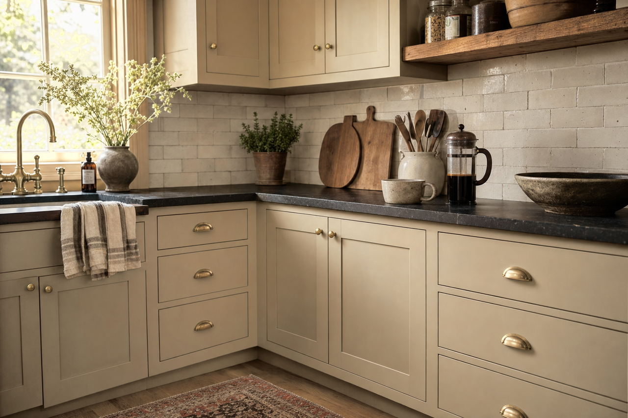 Wild Mushroom by Valspar on cabinets