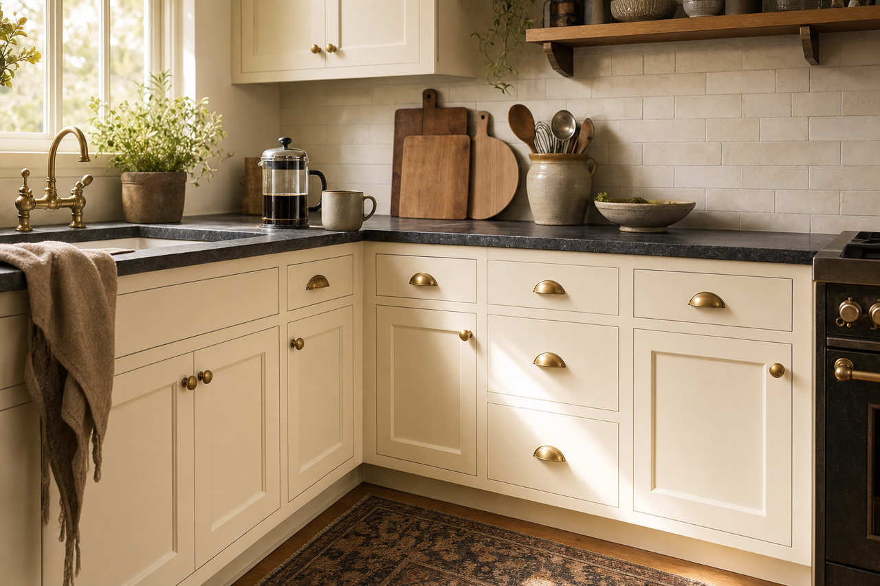 Cozy White by Valspar on cabinets