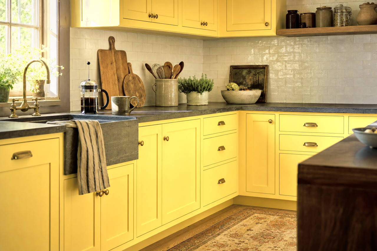 Top Banana by Valspar on cabinets