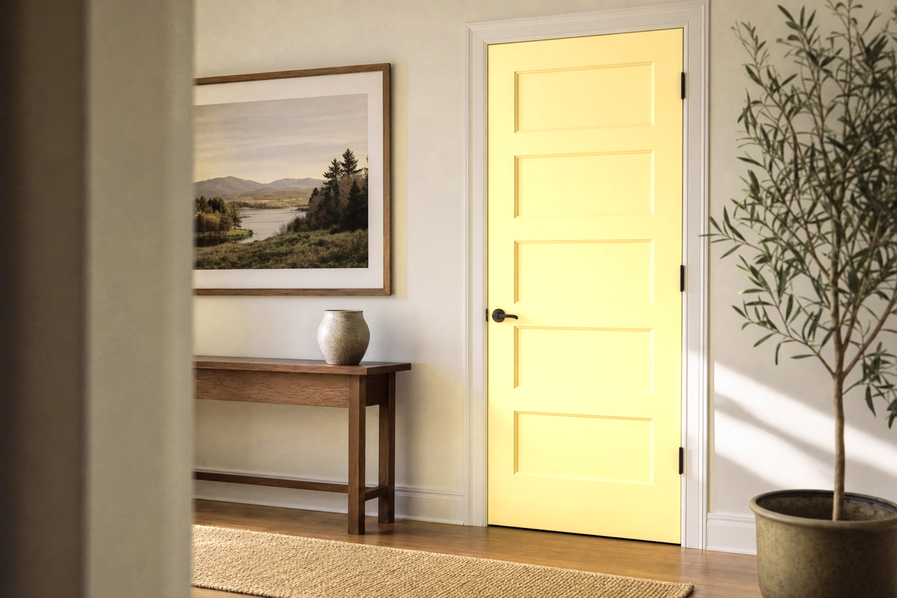 Pineapple Cream by Valspar on interior-doors
