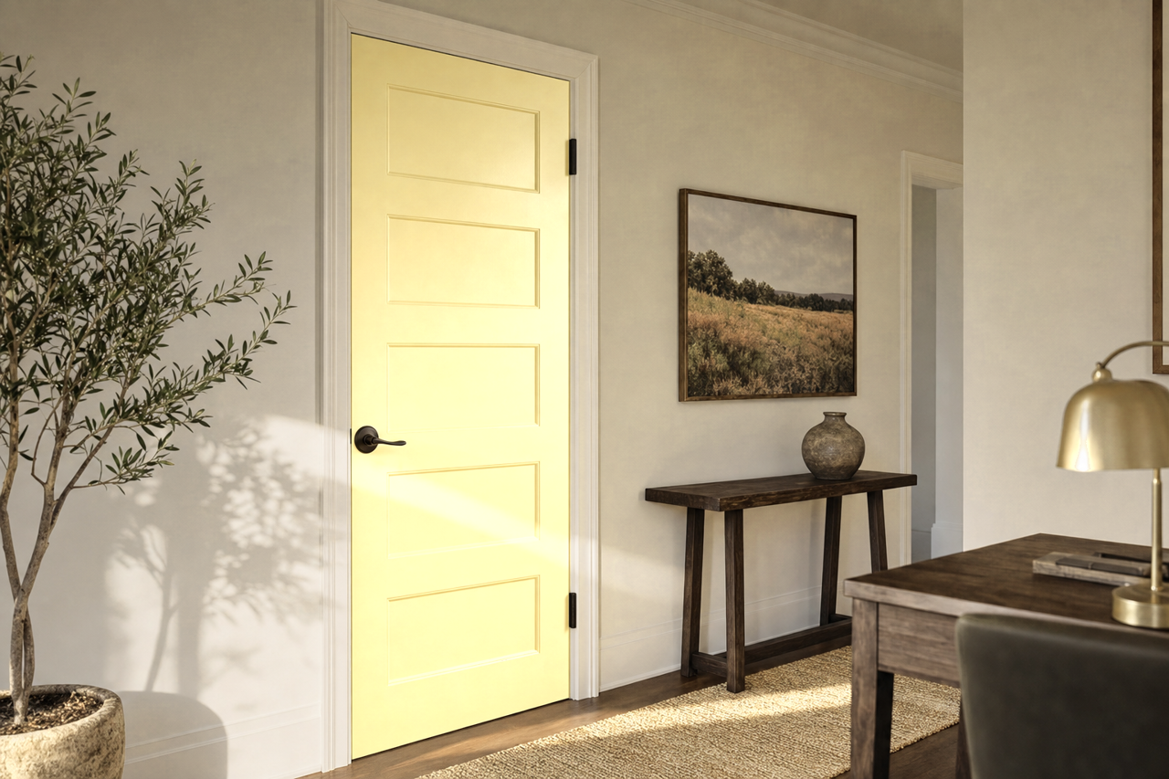 Lemon Butter by Valspar on interior-doors