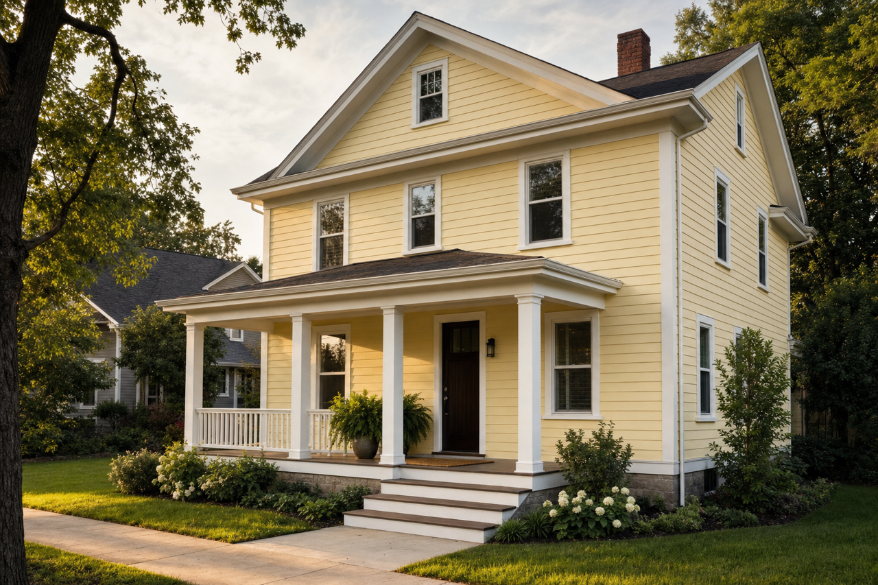 Yellow Bliss by Valspar on exterior