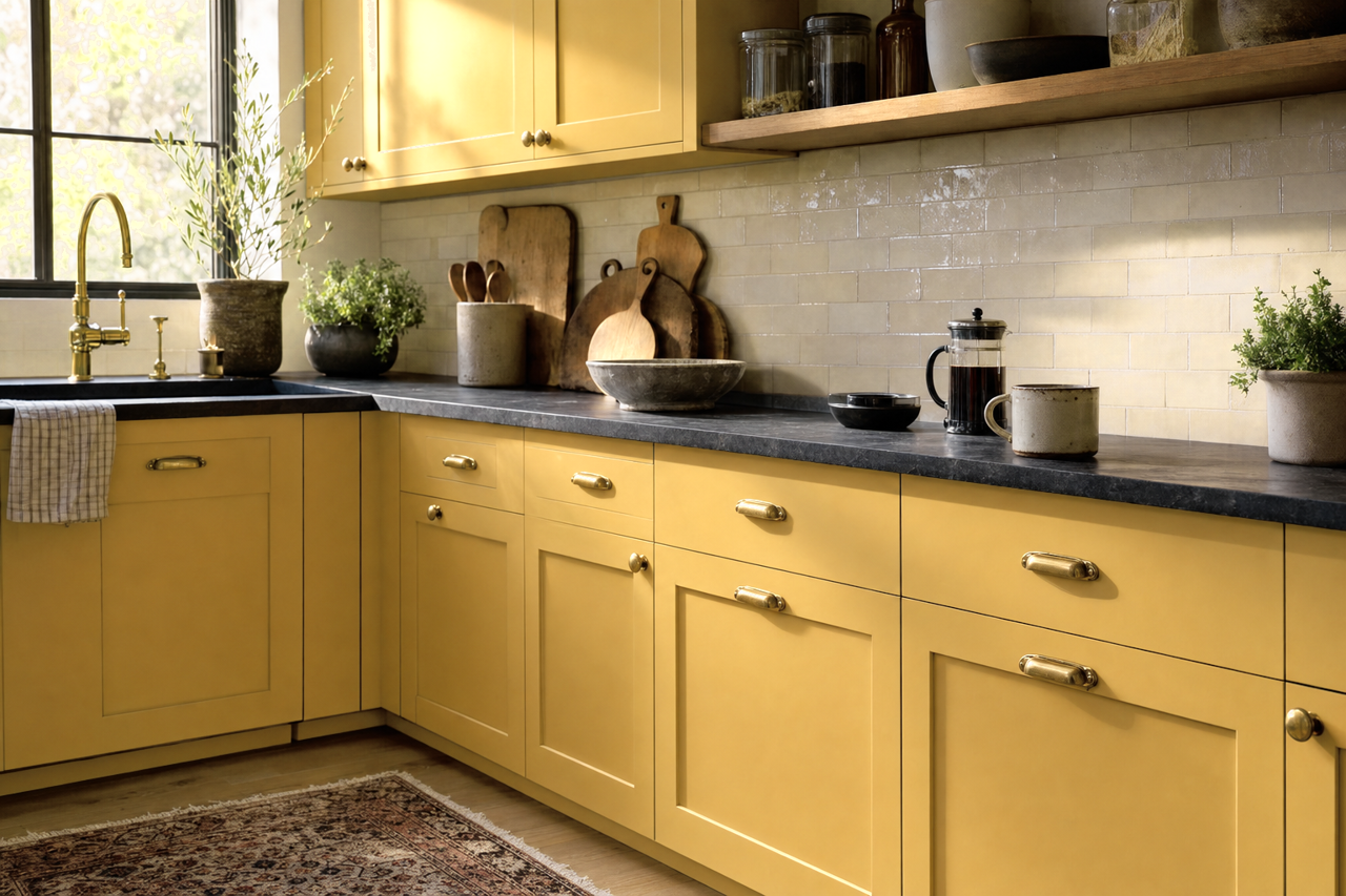 Dylan Velvet by Valspar on cabinets
