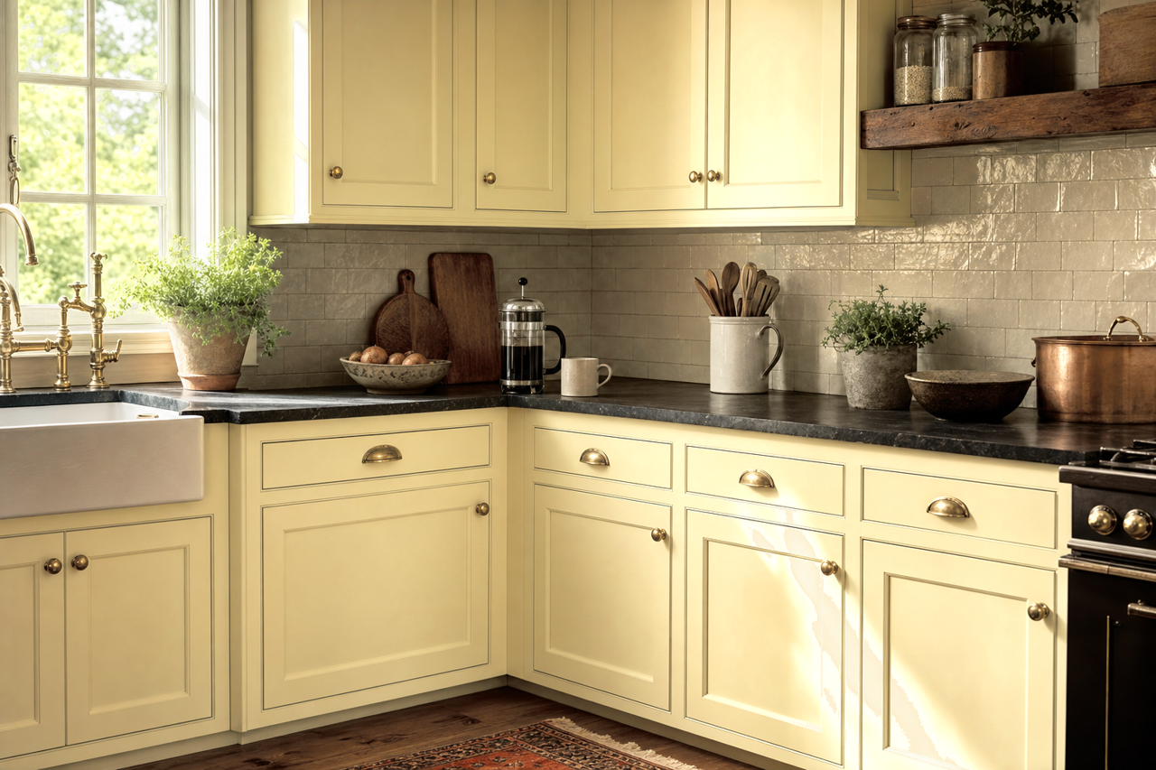 Ancient Scroll by Valspar on cabinets