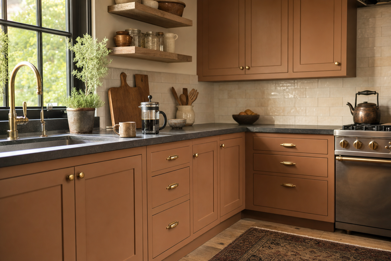 Stampede by Valspar on cabinets