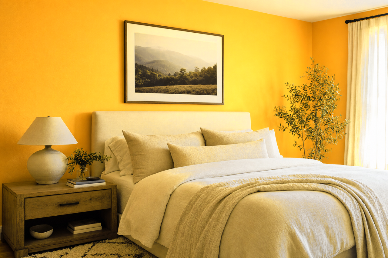 Elizabethan Yellow by Valspar on interiors
