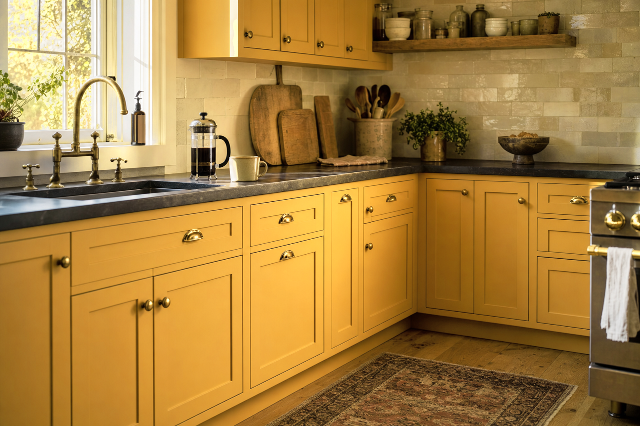 Roman Ornament by Valspar on cabinets