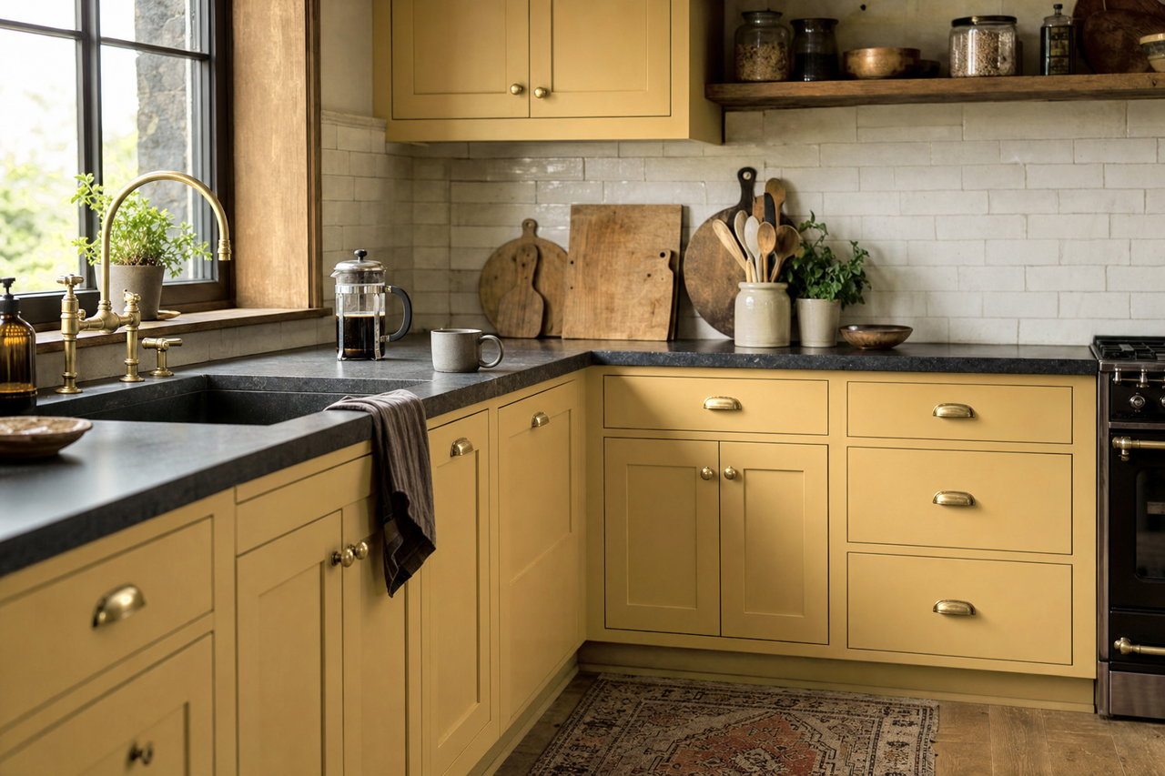 Bamboo Leaves by Valspar on cabinets