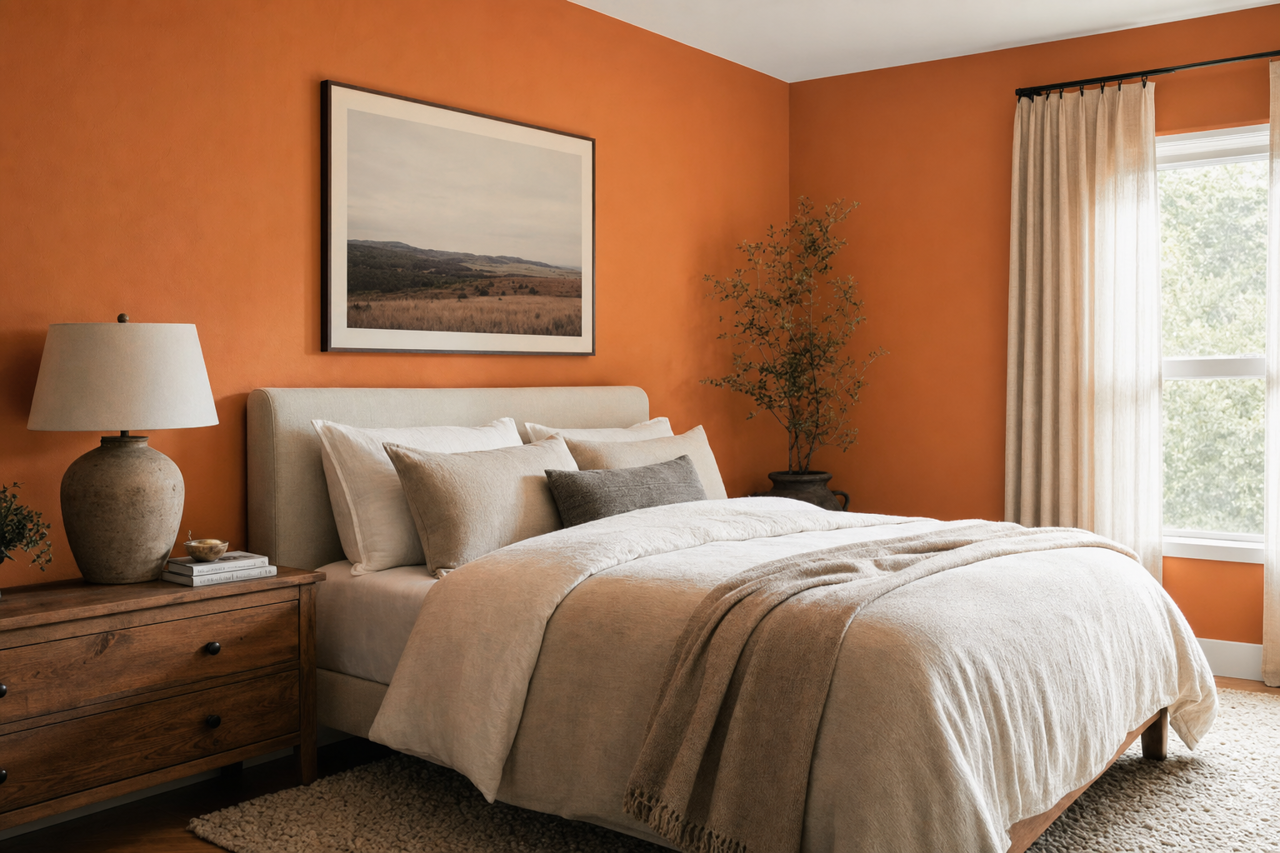 Orange Glaze by Valspar on interiors