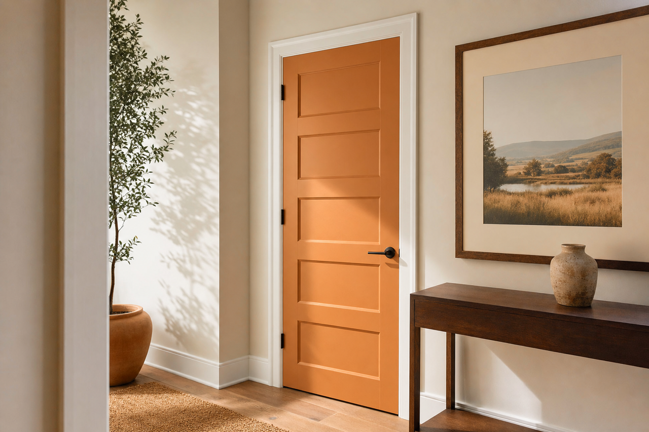 Caramel Toffee by Valspar on interior-doors
