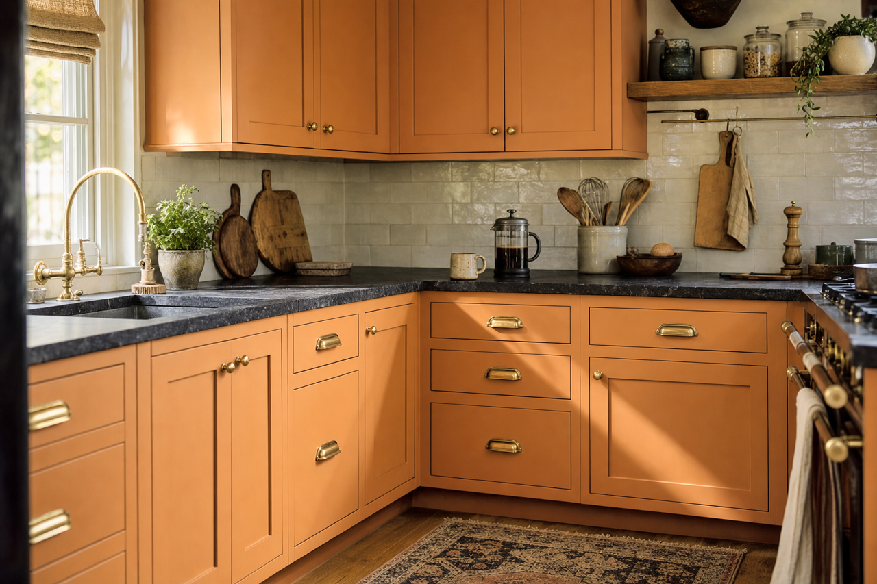 Fancy Suede by Valspar on cabinets