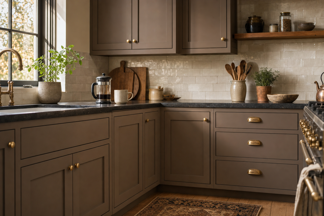 Garden Walk by Valspar on cabinets