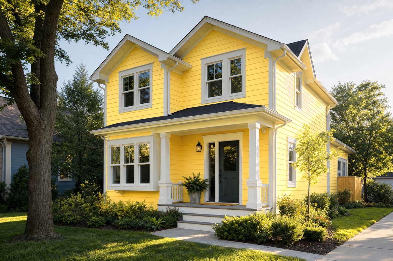 Yellow Chimes by Valspar on exterior