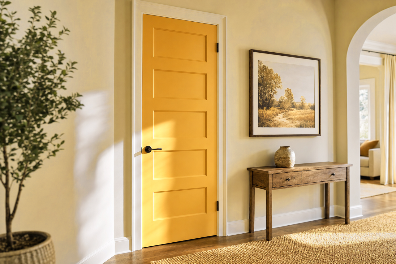 Butterscotch Lollipop by Valspar on interior-doors
