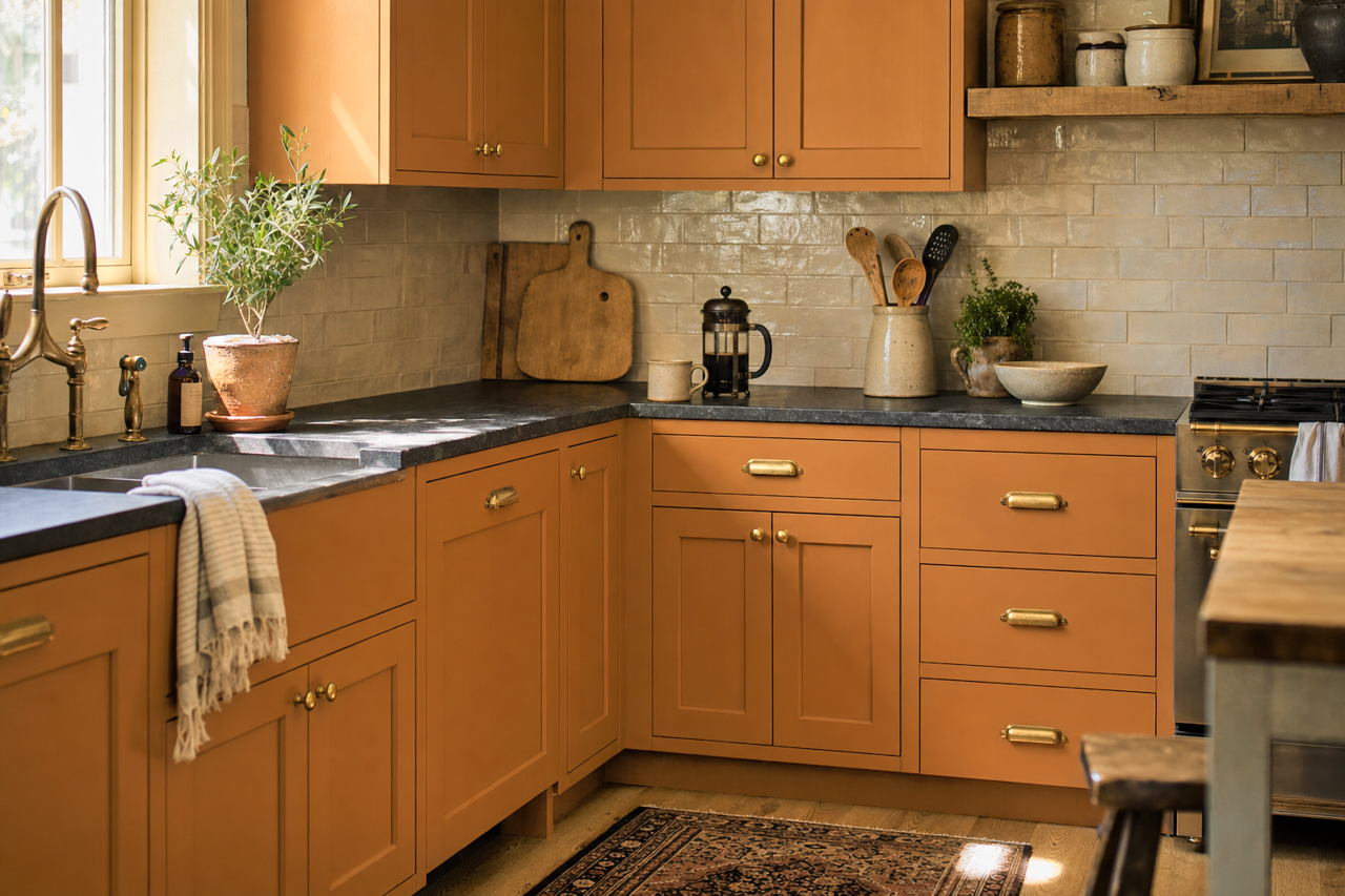 Wet Riverbanks by Valspar on cabinets