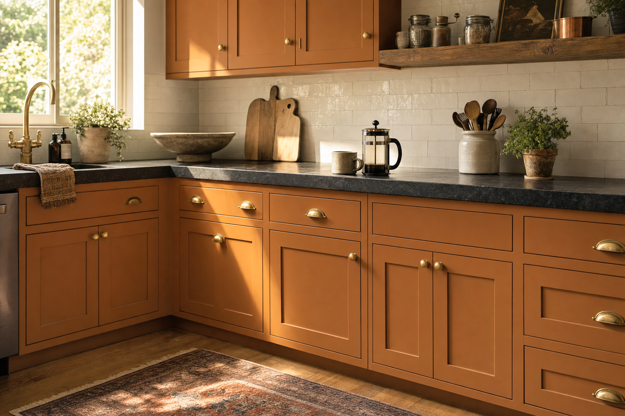 Autumn Surprise by Valspar on cabinets