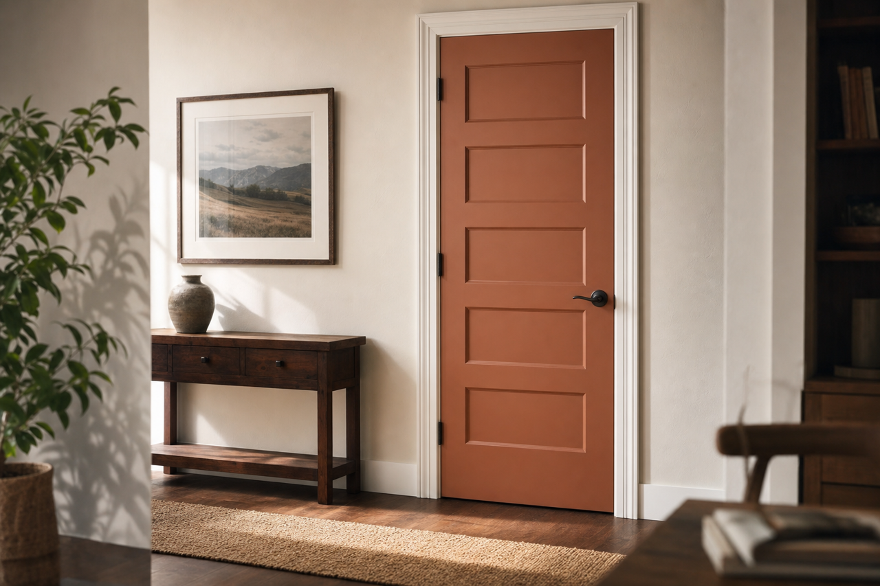 Sienna Red by Valspar on interior-doors