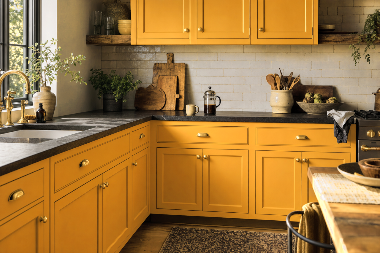 Golden by Benjamin Moore on cabinets