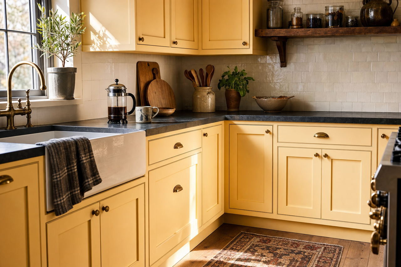 Popcorn by Benjamin Moore on cabinets