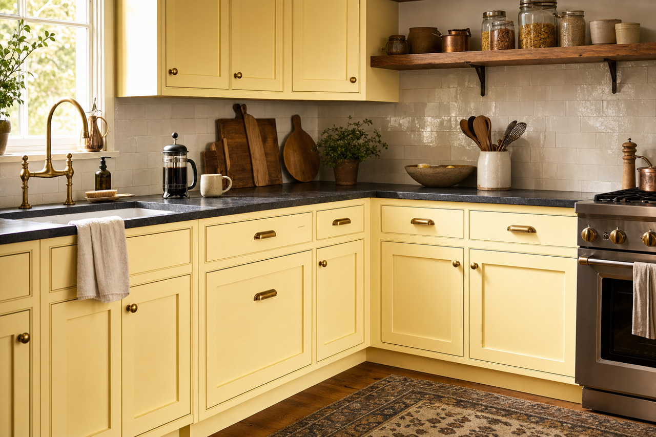 Pernod by Benjamin Moore on cabinets
