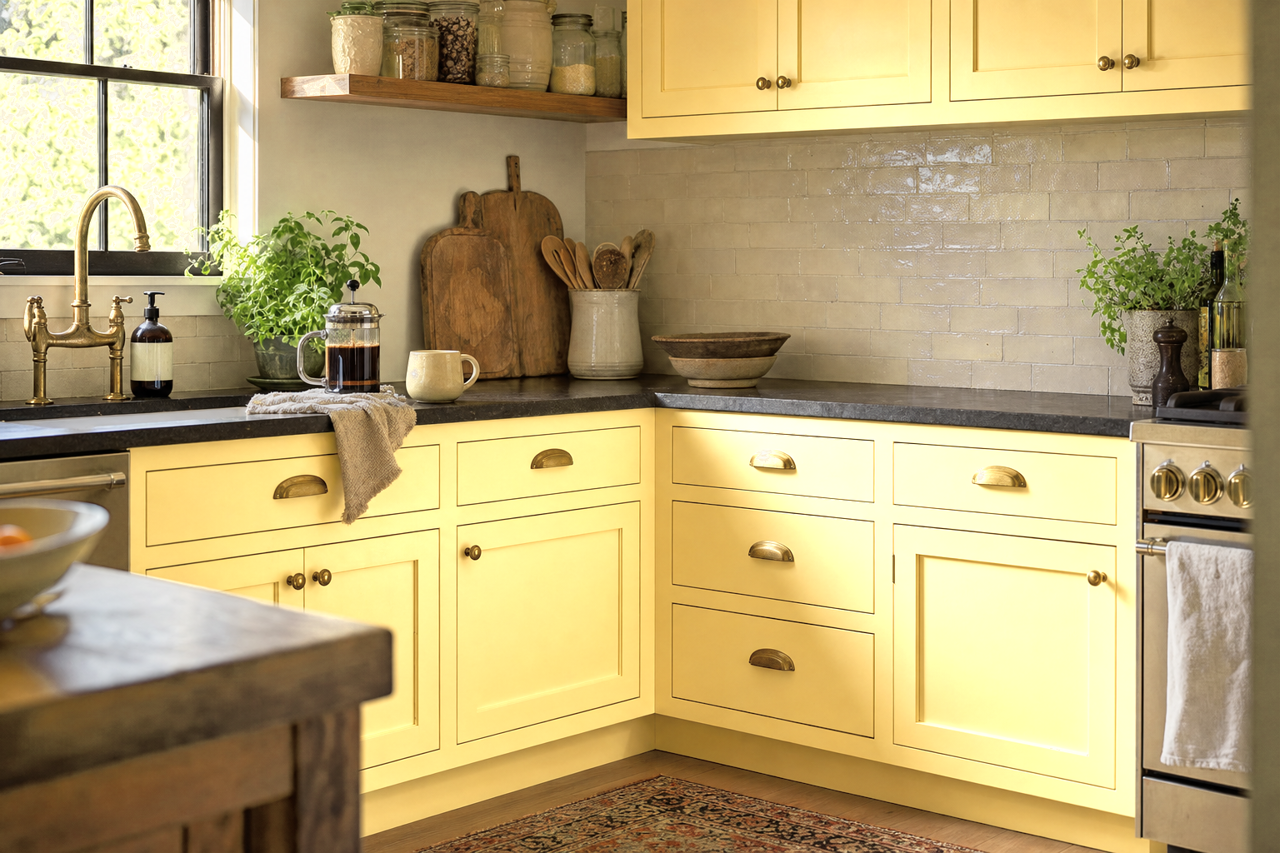 Wildflowers by Benjamin Moore on cabinets