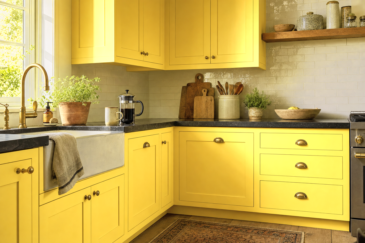 Sunbeam by Benjamin Moore on cabinets