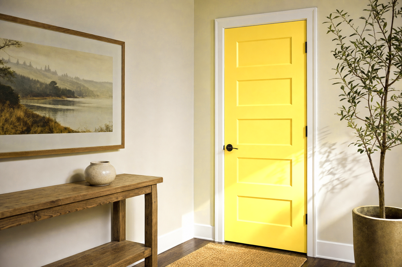 Delightful Yellow by Benjamin Moore on interior-doors